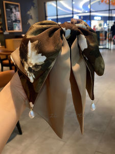 Elegant Chinese New Style Watercolor Butterfly Knot Hair Clip Pearl Satin Womens Fashion Hair Accessories Back of Head Top Clip