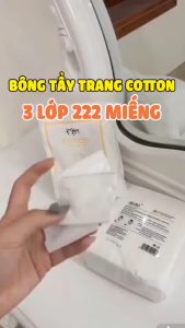 Bông tẩy trang 222 miếng E35 chất liệu 100% cotton sợi bông tự nhiên mềm mịn thấm hút tốt an toàn cho da TTNTE35