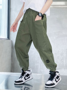Mosquito-Resistant Casual Summer Pants for Boys Thin Military Green Ice Silk Long Trousers Childrens New Style Summer Clothes