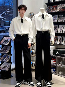 Black Flared Casual Pants for Summer Dropped Crotch