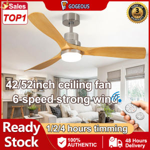 GOGEOUS 2025 NEW ceiling fan with light modern tricolor dimming 6 speed ceiling fan with led light 52inch ceilings fan mute ceiling fan heavy duty ceiling lights with fan for living room bedroom kitchen