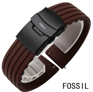 Original Fossil Silicone Strap Stripe Pattern 22mm Suitable for FS5237 FS5132 FS5241 Watches Middle Thickness Band Accessories