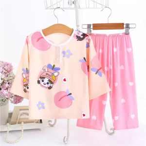Bộ Đồ Ngủ Dài Tay Bằng Lụa Cotton Mỏng Mùa Hè Cho Trẻ Em Bộ Đồ Mặc Nhà Thoáng Khí Thoải Mái Cho Bé Trai Và Bé Gái Từ 1-13 Tuổi