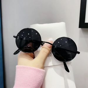 Round childrens fashion round frame sunglasses Color film reflective UV protection fashion metal frame for children