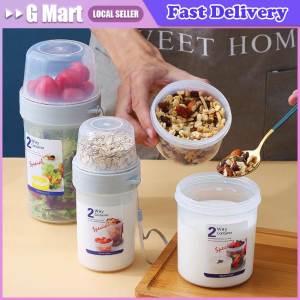 Portable Breakfast Cups Cereal Nut Yogurt Salad Cup Container Set with Fork Sauce Bottle Food Storage Bento Lunch Box