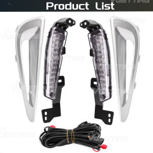 Car LED Daytime Running Light For Toyota Prius 2019 2020 2021 2022 2023 White DRL Yellow Turn Signal Lamp With Chrome Cover Wire