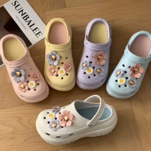 💜 รองเท้าหัวโต+ตัวติด SUN8694 รองเท้าแตะแบบสวมสไตล์เกาหลี สีพาสเทลน่ารัก พื้นนิ่ม หนา 8 ซม. ทรงสวย ใส่สบาย💜