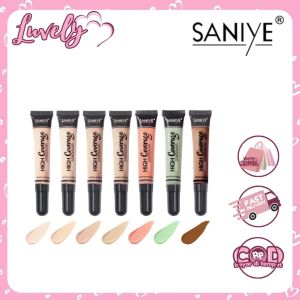 SANIYE 7 Warna Concealer Full Coverage Jerawat Dan Bekas Luka Merah dan Hijau Waterproof Wajah