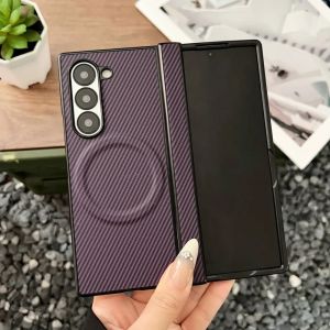 Skin Feel Carbon Fiber Pattern Case For Samsung Galaxy Z Fold 8 Ultra 7 6 5 4 Magnetic Wireless Charging Slim Protection Cover