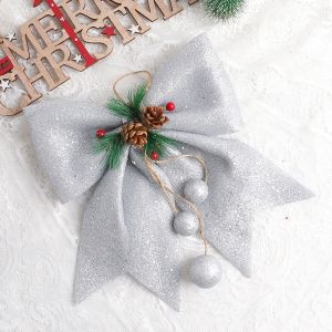 30Cm Màu Đỏ Lấp Lánh Giáng Sinh Nơ Trang Trí Treo Cây Mặt Dây Chuyền Vải Không Dệt Xmas Năm Mới Trang Trí Nhà Phụ Kiện