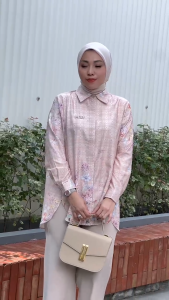 MDLY Baju atasan kemeja wanita/kemeja Bahan Silk Motif Rose Print Casual Modern/Shalu Shirt by MDLY