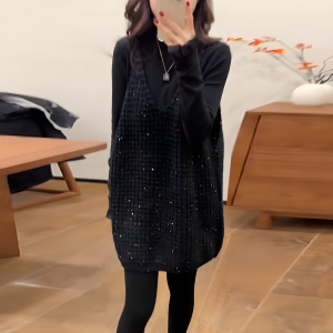 plus Size Sparkling Knitted Vest Top Womens Summer Sleeveless Glitter Tank Top Slimming Cover up Princess Style Commute Wear