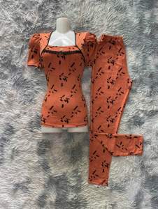 ĐỒ BỘ THUN ATY MỸ THIẾT KẾ VIỀN  REN ĐEN TAY DÚN QUẦN ỐNG ÔM