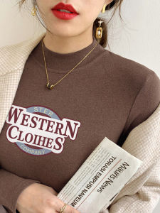 เสื้อเชิ้ตคอตั้งแขนยาวผู้หญิงฤดูใบไม้ร่วงและฤดูหนาว 2025 ใหม่ เสื้อชั้นในขนแกะแบบสองด้านสำหรับผู้หญิง เสื้อชั้นในสีคาเฟ่ เสื้อชั้นในแบบสวมหัว