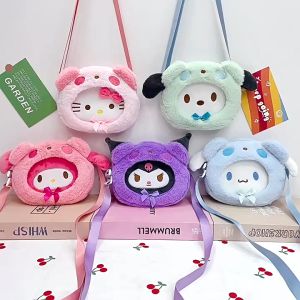 Beg Silang Kartun Sanrio Beruang Comel Kuromi Cinnamoroll Mainan Plush Beg Duit Syiling Beg Tangan Kanak Kanak Cartoon Sanrio Transformed Bear Kuromi Bag Phone Bag Cinnamon Dog Coin Purse Plush Toy卡通三丽鸥变身熊库洛米斜挎包玉桂狗手机包亲子零钱包毛绒玩具 H003