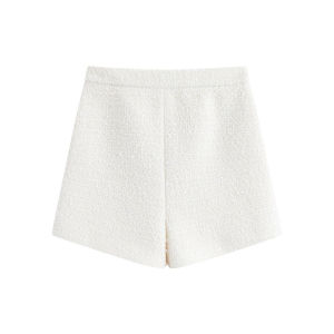 Rich-style Tweed Sparkle High-waist Slim-fit A-line Shorts for Commute Spring