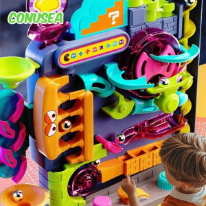 Track Adventure Game Rail Rolling Ball Model Crossing Board Game Vehicle Models Interactive Educational Game for Children Boy