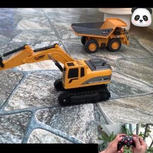 Đồ chơi xe máy xúc điều khiển từ xa 6 kênh cho bé nhiều chức năng tự động (gầu sắt bánh xích cao su pin sạc lại)