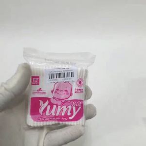 Gói 100 Tăm Bông YUMY Cho Trẻ Em Bông Ngoáy Tai 2 Đầu Tròn Và Đầu Xoắn Vệ Sinh Tai Mũi Họng Kháng Khuẩn An Toàn Khi Sử Dụng