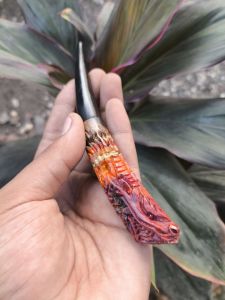 SEDOTAN ONCE PIPA ROKOK KAYU KOMBINASI UKIR-12CM