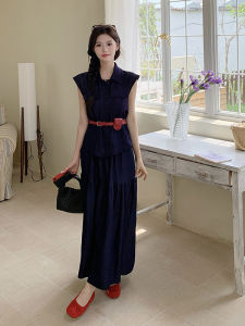 YINLUOYA | Summer Workwear Style Korean Loose Fit Denim Skirt And Top Two-Piece Set Casual Versatile Outfit Perfect For Warm Weather