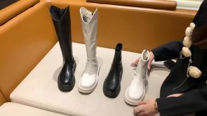 Korean Style High Boots: All-Match Long Boots with Rear Zipper & Slim Mid-Calf Design