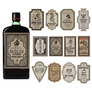 12pcs Vintage Halloween Apothecary Bottle Labels-Gothic Style Potion StickersFor WineJarDiy CraftsHalloween Party Decoration