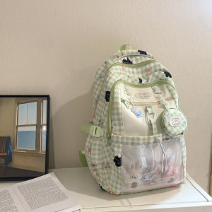 OUDENGPAI | Large Capacity Cat Design School Bags For Girls Double Shoulder Green Color Cartoon Style Backpack With Zipper Medium Waterproof