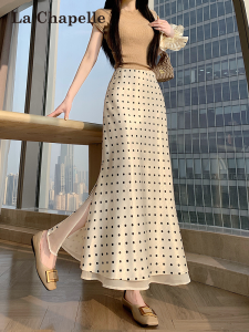 La Chapelle | Silk-like Polka Dot A-line Skirt