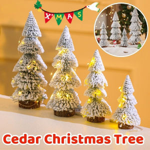 Flocked Cedar Tree Tabletop Christmas Tree Mini Christmas Tree Ornaments Xmas Gift