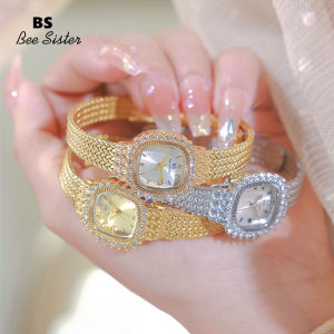 BS Bee Chị 1777 Hot Bán Thời Trang Đồng hồ nữ Giản Dị Dây đeo bằng thép không gỉ đồng hồ thạch anh chống nước Phụ Nữ Kim Cương Trang nhã Rhinestone hình vuông Đồng Hồ Đeo Tay Quà Tặng Cho Phụ Nữ