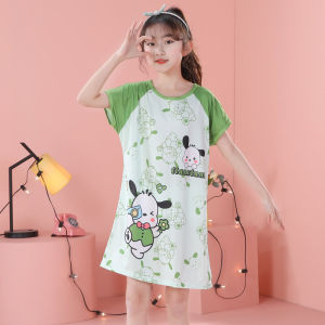 ฤดูร้อนบางแขนสั้นการ์ตูน Paw Patrol ชุดนอนหญิงโพลีเอสเตอร์ 100% เสื้อผ้าสําหรับเด็กอายุ 1-13