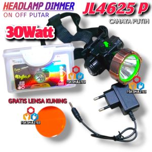 Senter Kepala Charge 30W Dimmer Headlamp 30Watt Rechargeable Cas Putar On Off