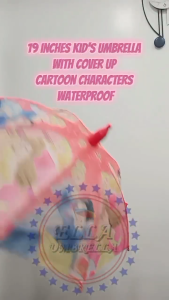 (ELLA SHOP) 19 inches Disney with cover up Kids Umbrella (RANDOM DESIGN)