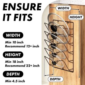 XMSJ | Rust-Free Multifunctional Pot Lid Storage Rack Kitchen Organizer Rack Wall Hanging Pot Cover Rack Five-Layer Pot Lid Metal