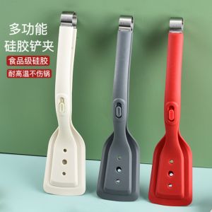 Two-In-One Silicone Stainless Steel Cooking Spatula Flipper Pancake Fish Fry Egg Steak BBQ Grill Kitchen Utensils Food Clamp