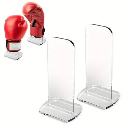 2 Pcs/Set Clear Acrylic Boxing Gloves Display Rack for Home Store Vertical Storage Stands Sports Glove Holders Desktop Organizer