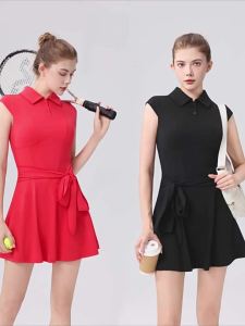 Tennis Dress with POLO Collar and Padded Bra Slim Fit Breathable Set