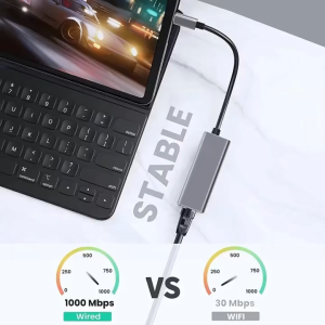 【Local Stock】Aluminum USB C to Gigabit Ethernet Adapter USB 3.0 Type-C Network Card for Laptop RJ45 LAN Connector 1000/100Mbps