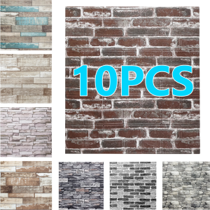 【10Pcs】Big Size 70x77cm Pattern Wall Bricks 3D Foam Wall Stickers Self-Adhesive Waterproof Foam Stickers Retro Wallpapers for Home Decor