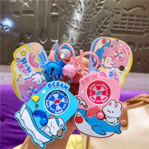 Creative Ocean Fun Rabbit Capybara Water Hog King Electronic Rebound Big Roulette Keychain Pendant Decoration Plastic Hardware
