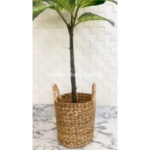 Tanaman Imitasi Pohon Hias Bahagia Hijau X3 T140 Latex & Pot Dasar Cover Eceng Gondok