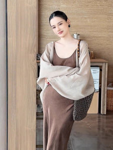 Luxurious Sun Protection Silk Chiffon Cardigan Womens Summer Outerwear Skirt Matching Lightweight Breathable Air Conditioning Cover up