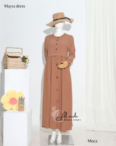 Gamis crinkle aksen kancing full model 01