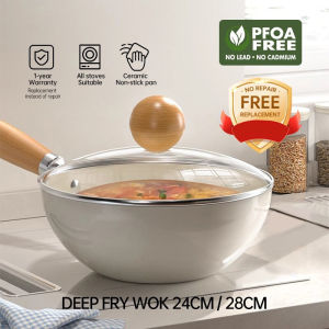 【Ready Stock】Nonstick Ceramic Frying Pan Skillet with Lid Omelet Pan Healthy Non Toxic Chef Pan Induction Compatible Egg Pan with Heat Resistant Handle