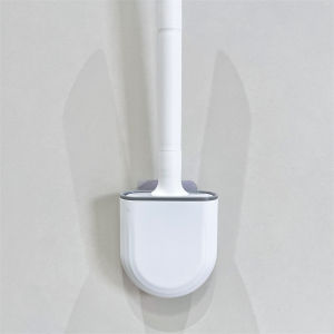 Wall-Mounted Toilet Brush Silicone No Dead Angles Bathroom Cleaning Tool Toilet Seat Cover Plastic No Drilling Required