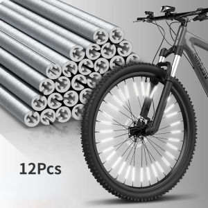 Tube Warning Strip 12Pcs Reflective Mount Clip Bicycle Wheel Spoke Reflector Stripe Steel Wire Lamp MTB Bike Reflector Light