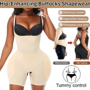 Hip-Enhancing Buttocks Shapewear One-Piece Tummy Control Butt Lifter Panties Large Size Jumpsuit Women Body Shaper