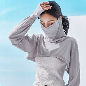 Driving sun protection sleeves womens UV protection summer ice silk gloves thin ear and neck protection face mask shoulder and shawl