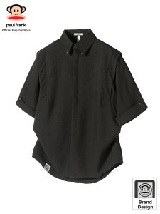 Paul Frank | Deconstructed Design Black Shirt Summer Thin Loose Casual Short Sleeve